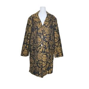 Alex Kim Winter Coat Jacquard Tapestry Floral Grannycore Women's Sz Large Hippie